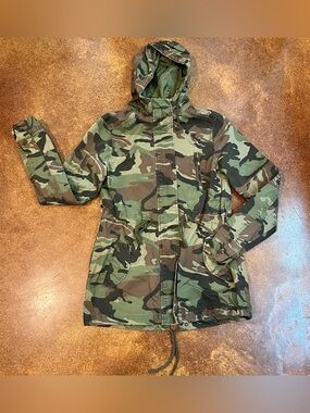 Ambience Camouflage Hooded Utility Jacket - Green/Brown Camo Sz S